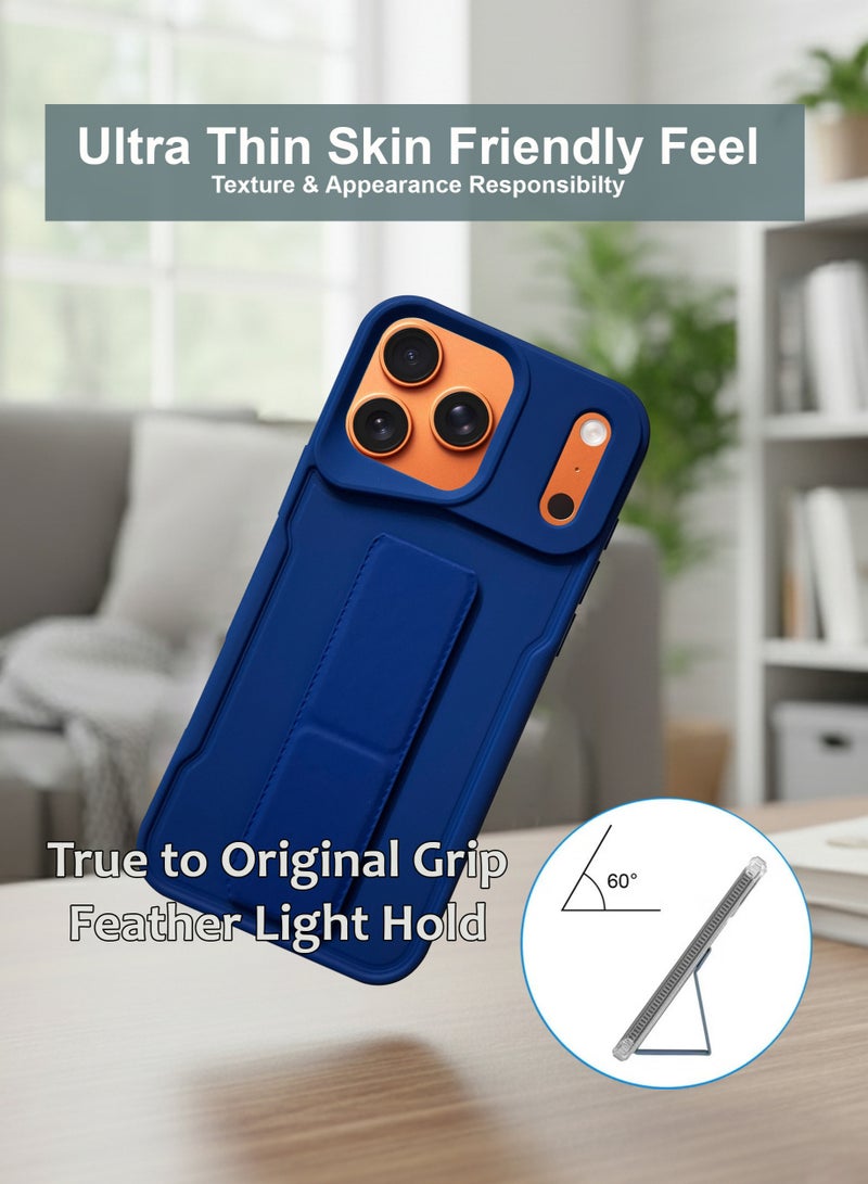 Apple iPhone 17 Pro Max Hand Grip Case Cover - Magnetic Hand Grip Holder & Kickstand Case For Apple iPhone 17 Pro Max - Strong Grip for Magnetic Car Holder, Stylish Silicone Case & Functional, Ultimate Convenience & Hands-Free Viewing - Blue - Image 2